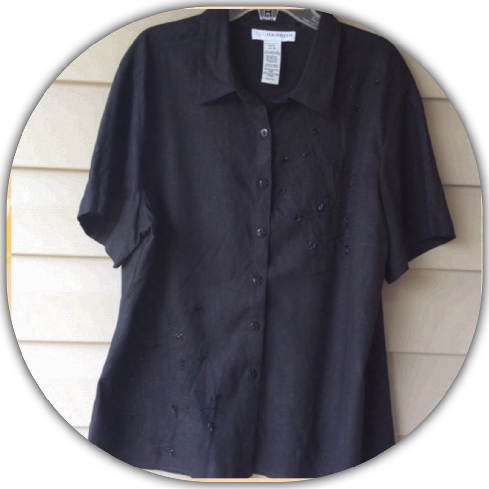 Sag Harbor Black Linen Shirt